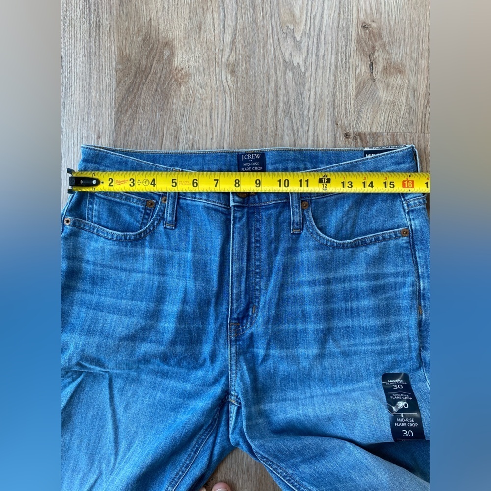NWT JCrew W30 flare crop mid-rise jean all-day stretch medium wash blue pebble - Picture 11 of 13